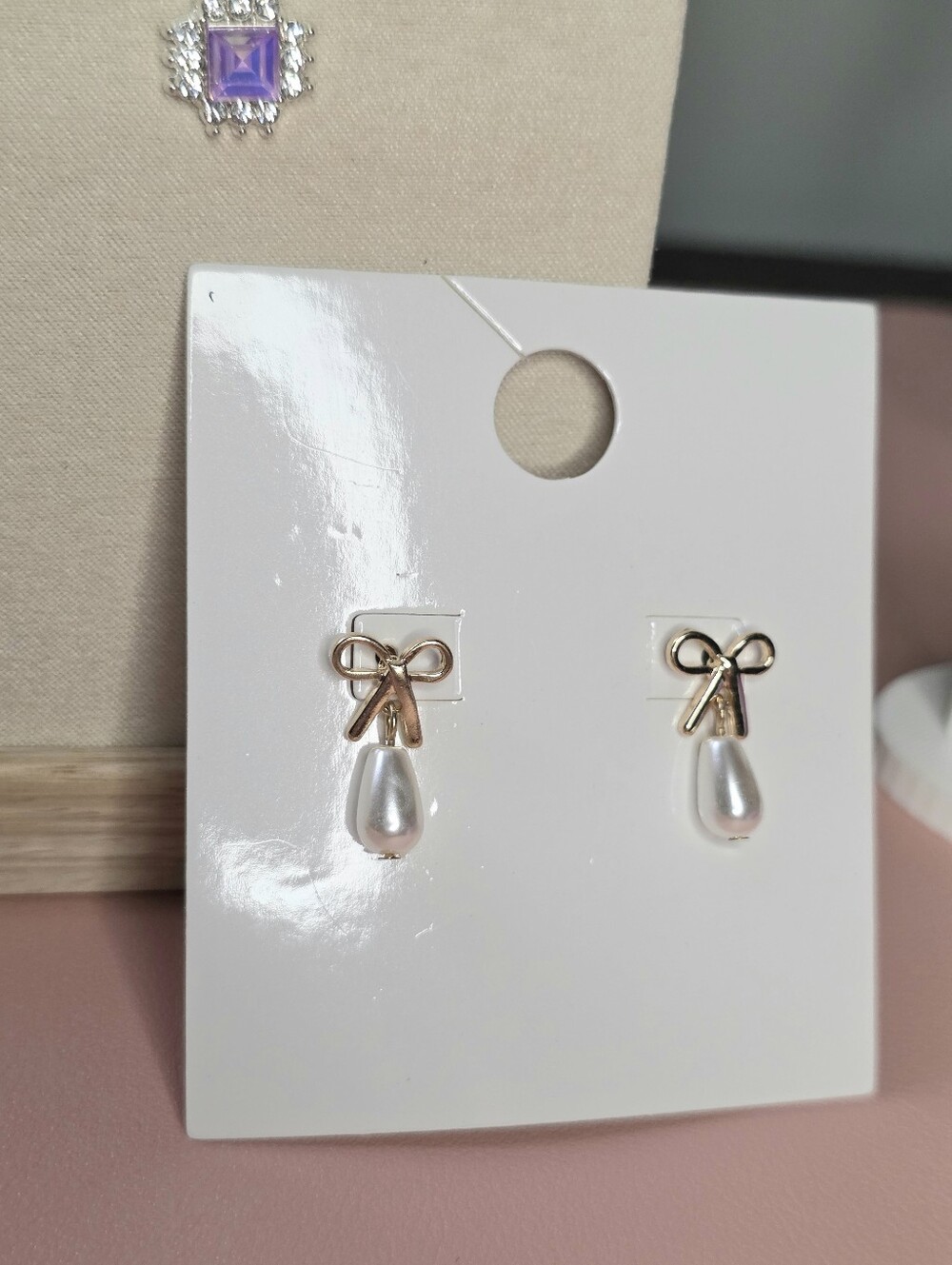 Delicate Gold Bow Pearl Drop Earrings - Elegant White Pearls
